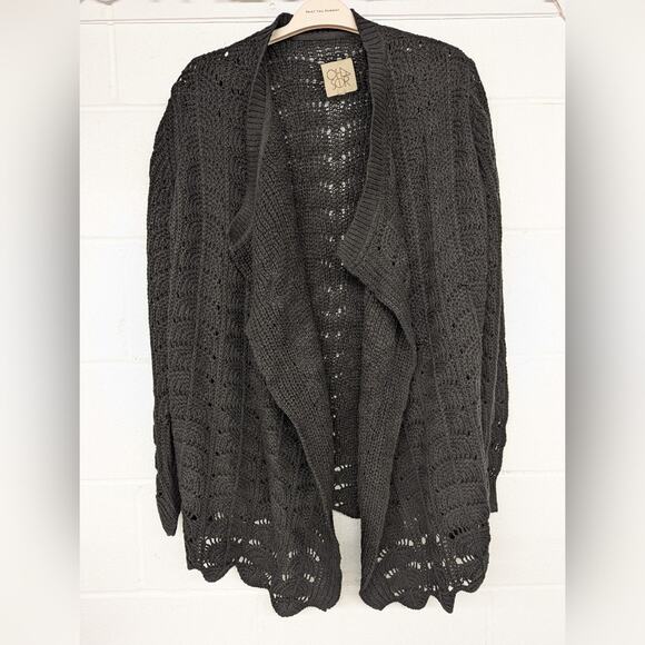 Chaser Sweaters - New Chaser cozy knitted black sweater cardigan sz Medium m open knit boho
